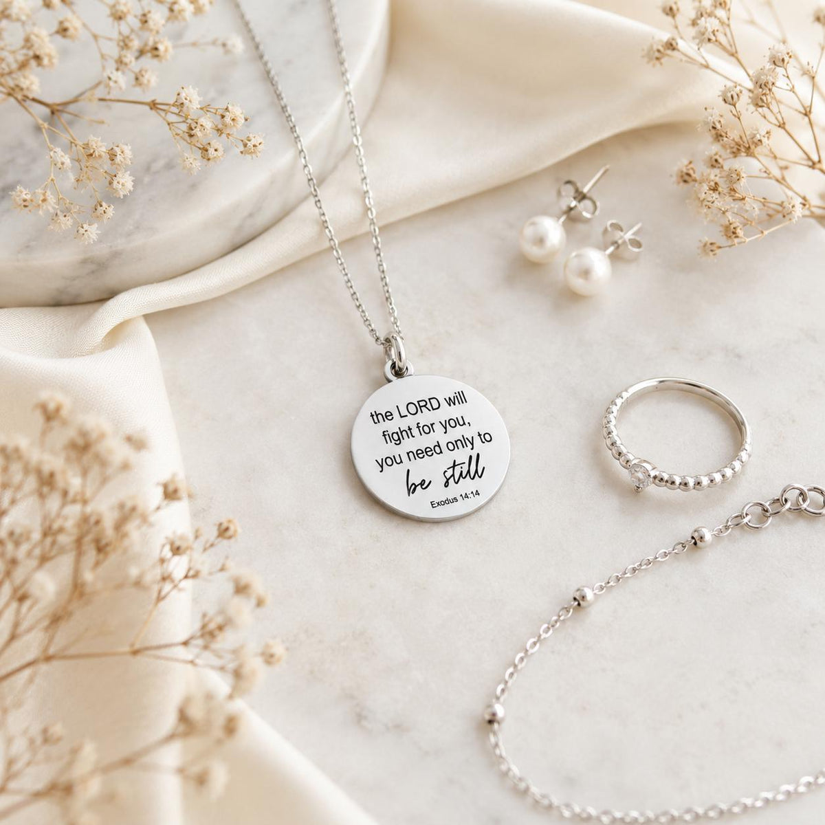 The Lord will fight for you Exodus 14:14 Necklace, Christian Gifts, Be Still Necklace, Gifts for mom, Meaningful Gifts, motivational jewelry