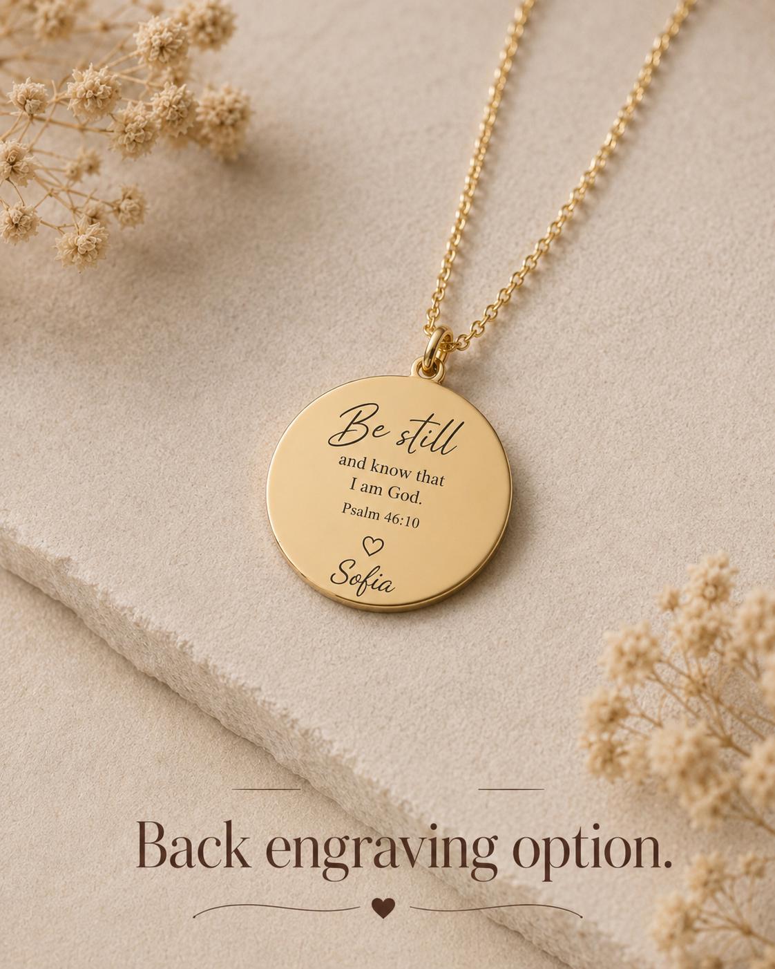 Jeremiah 33:3 Bible Verse Gold Disc Necklace, Christian Jewelry Call to me