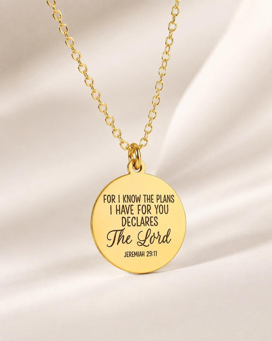 Gold Plated Jeremiah 29:11 Necklace, Christian Scripture Jewelry