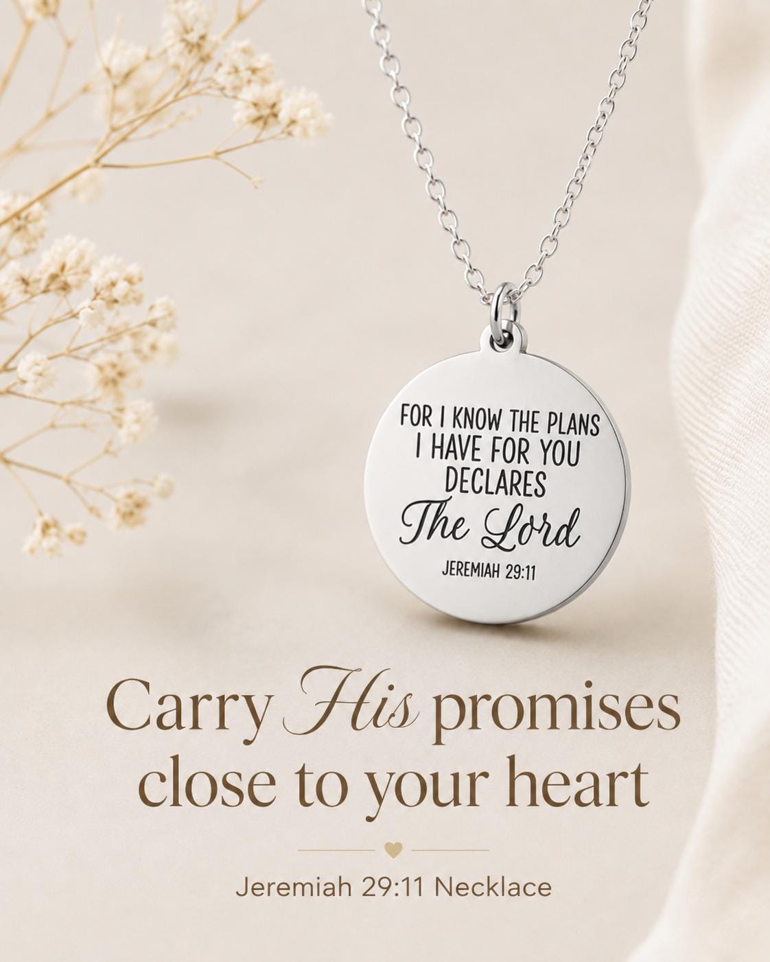For I Know the Plans I Have For You Bible Verse Necklace Jeremiah 29:11, Christian Gifts, Scripture Jewelry, Motivational Gifts, baptism