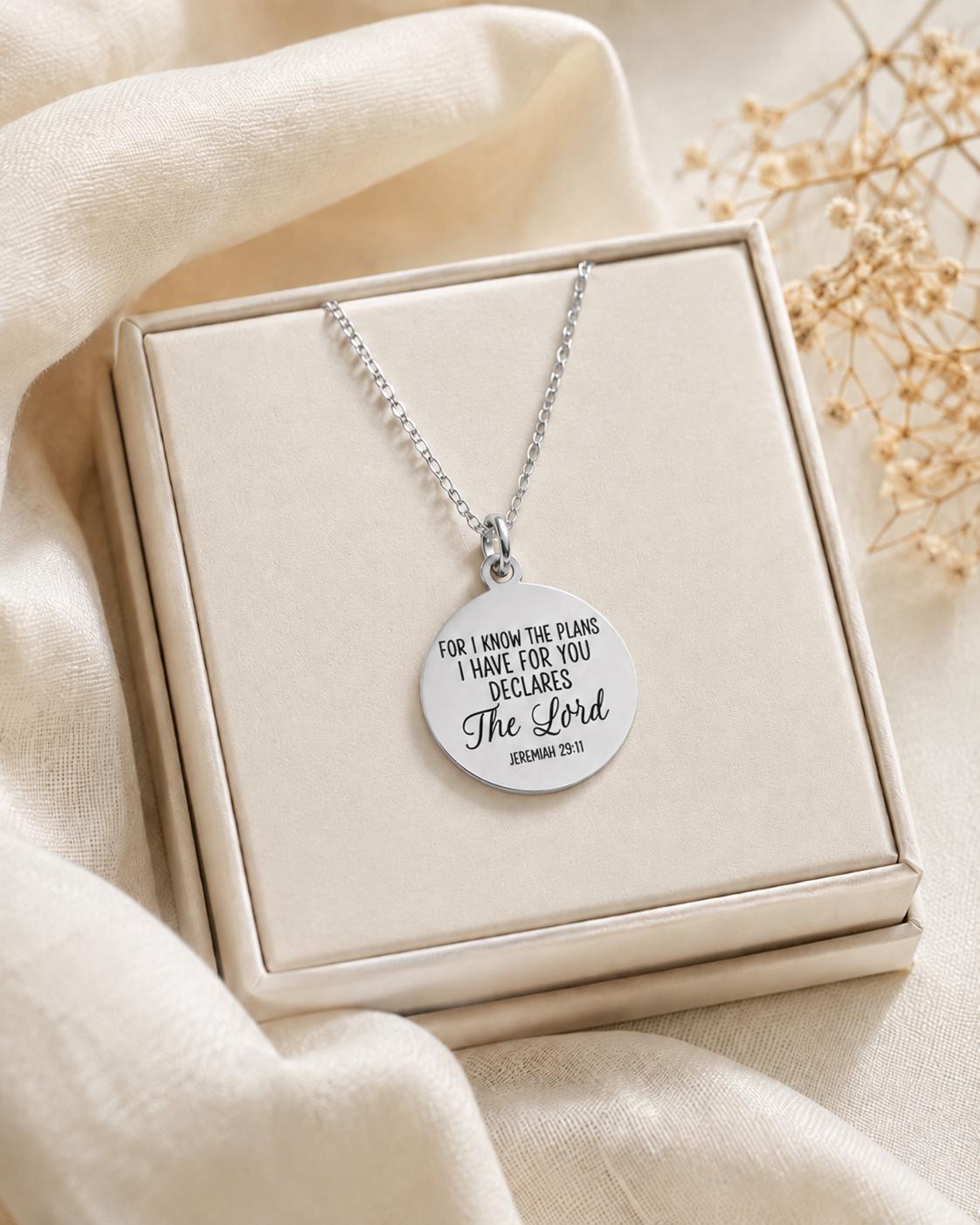 For I Know the Plans I Have For You Bible Verse Necklace Jeremiah 29:11, Christian Gifts, Scripture Jewelry, Motivational Gifts, baptism
