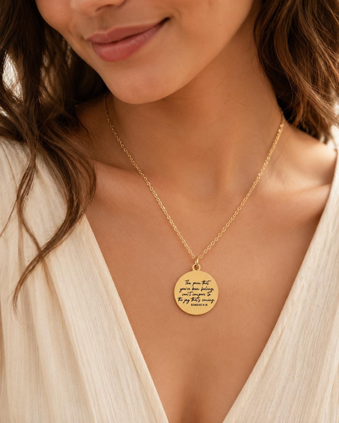 Romans 8:18 Necklace The Pain You’ve Been Feeling Can’t Compare Necklace Christian Encouragement Gift, Faith Jewelry for Women, Bible Verse
