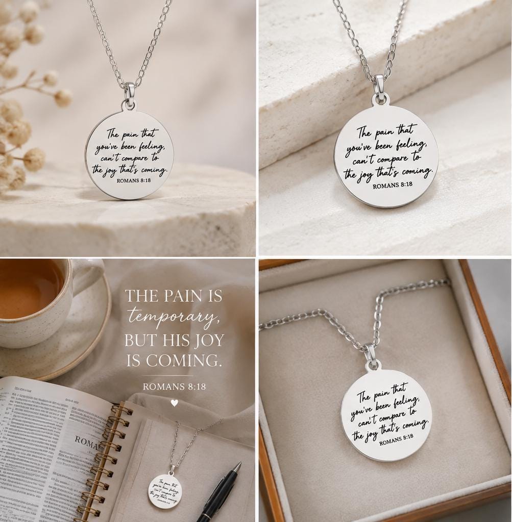 Romans 8:18 Necklace The Pain You’ve Been Feeling Can’t Compare Necklace Christian Encouragement Gift, Faith Jewelry for Women, Bible Verse