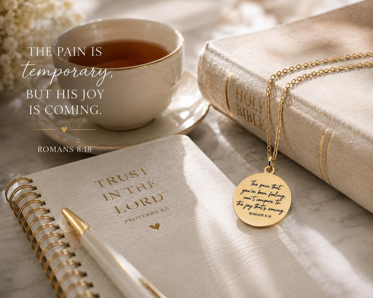 Romans 8:18 Necklace The Pain You’ve Been Feeling Can’t Compare Necklace Christian Encouragement Gift, Faith Jewelry for Women, Bible Verse