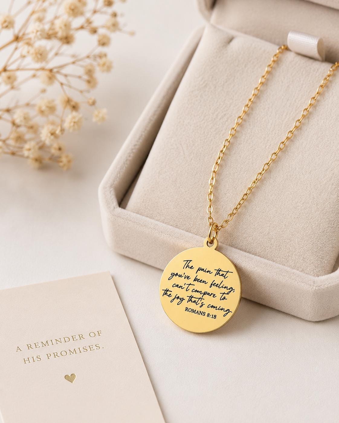 Romans 8:18 Necklace The Pain You’ve Been Feeling Can’t Compare Necklace Christian Encouragement Gift, Faith Jewelry for Women, Bible Verse