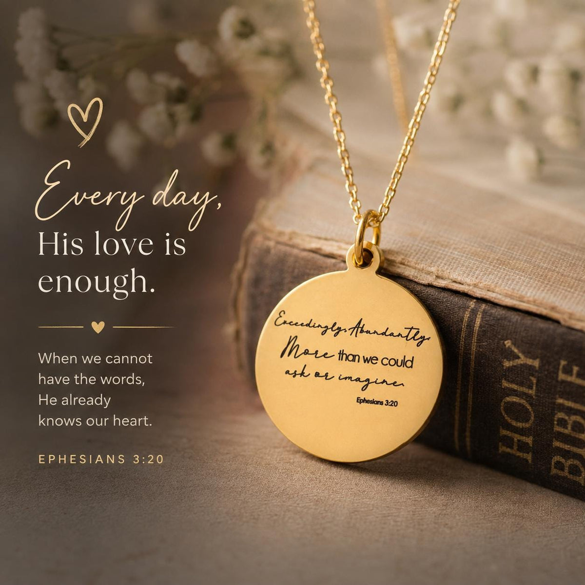 Exceedingly Abundantly Necklace Ephesians 3:20 | Christian Scripture Necklace | Faith Jewelry Gift for Her