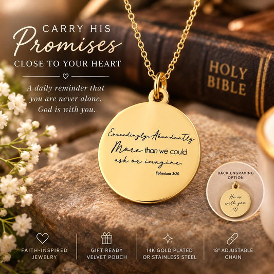 Exceedingly Abundantly Necklace Ephesians 3:20 | Christian Scripture Necklace | Faith Jewelry Gift for Her
