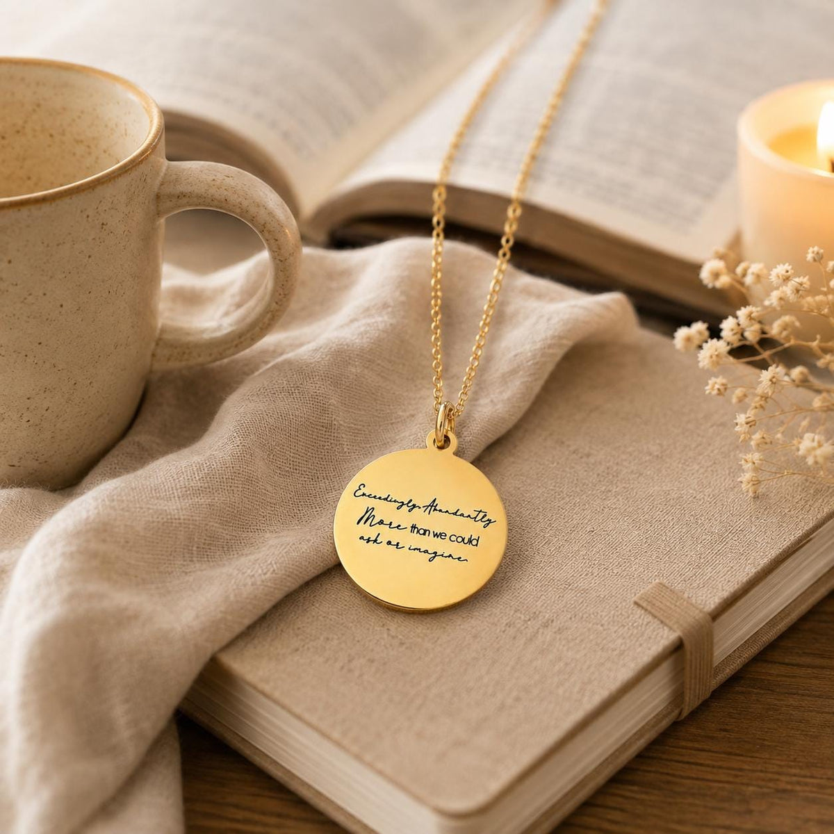 Exceedingly Abundantly Necklace Ephesians 3:20 | Christian Scripture Necklace | Faith Jewelry Gift for Her