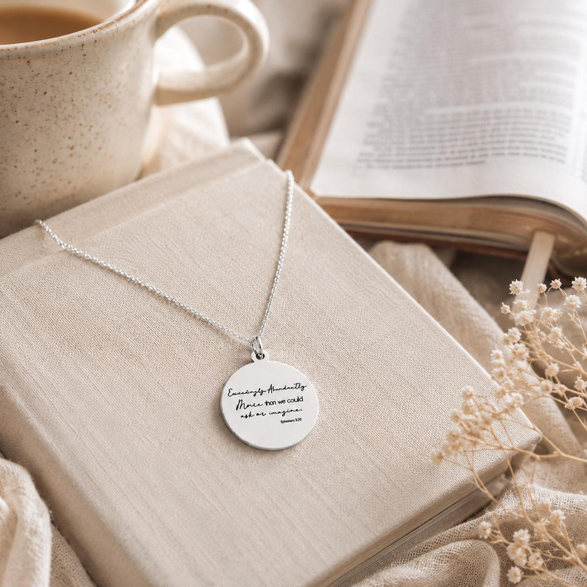 Exceedingly Abundantly Necklace Ephesians 3:20 | Christian Scripture Necklace | Faith Jewelry Gift for Her