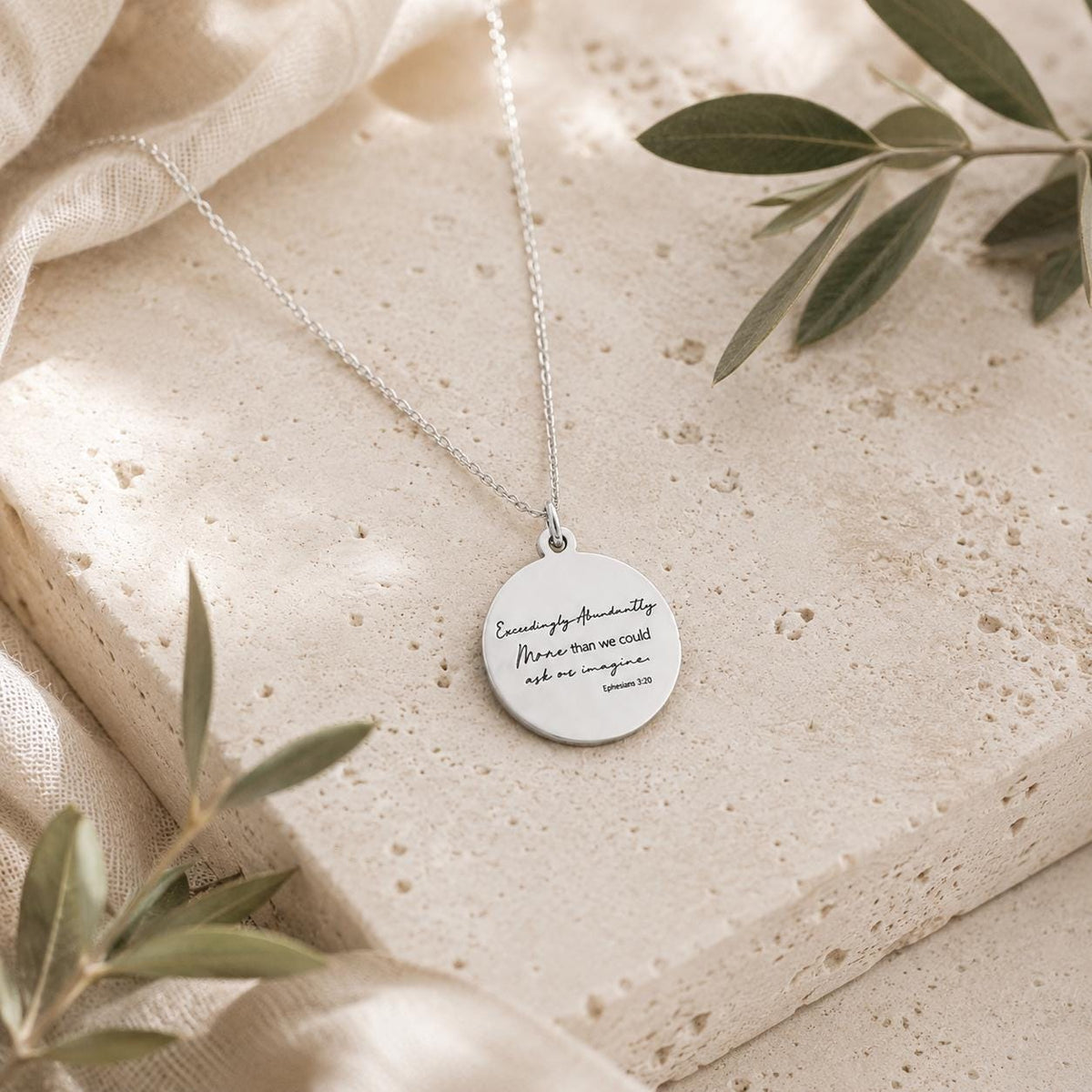 Christian Encouragement Necklace, Personalized Bible Verse Jewelry, Ephesians 3:20 Gift for Her, Faith Necklace, Exceedingly Abundantly