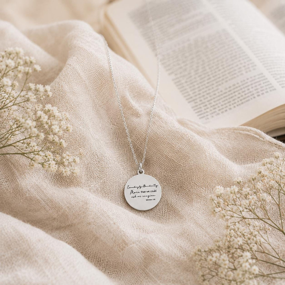 Christian Encouragement Necklace, Personalized Bible Verse Jewelry, Ephesians 3:20 Gift for Her, Faith Necklace, Exceedingly Abundantly