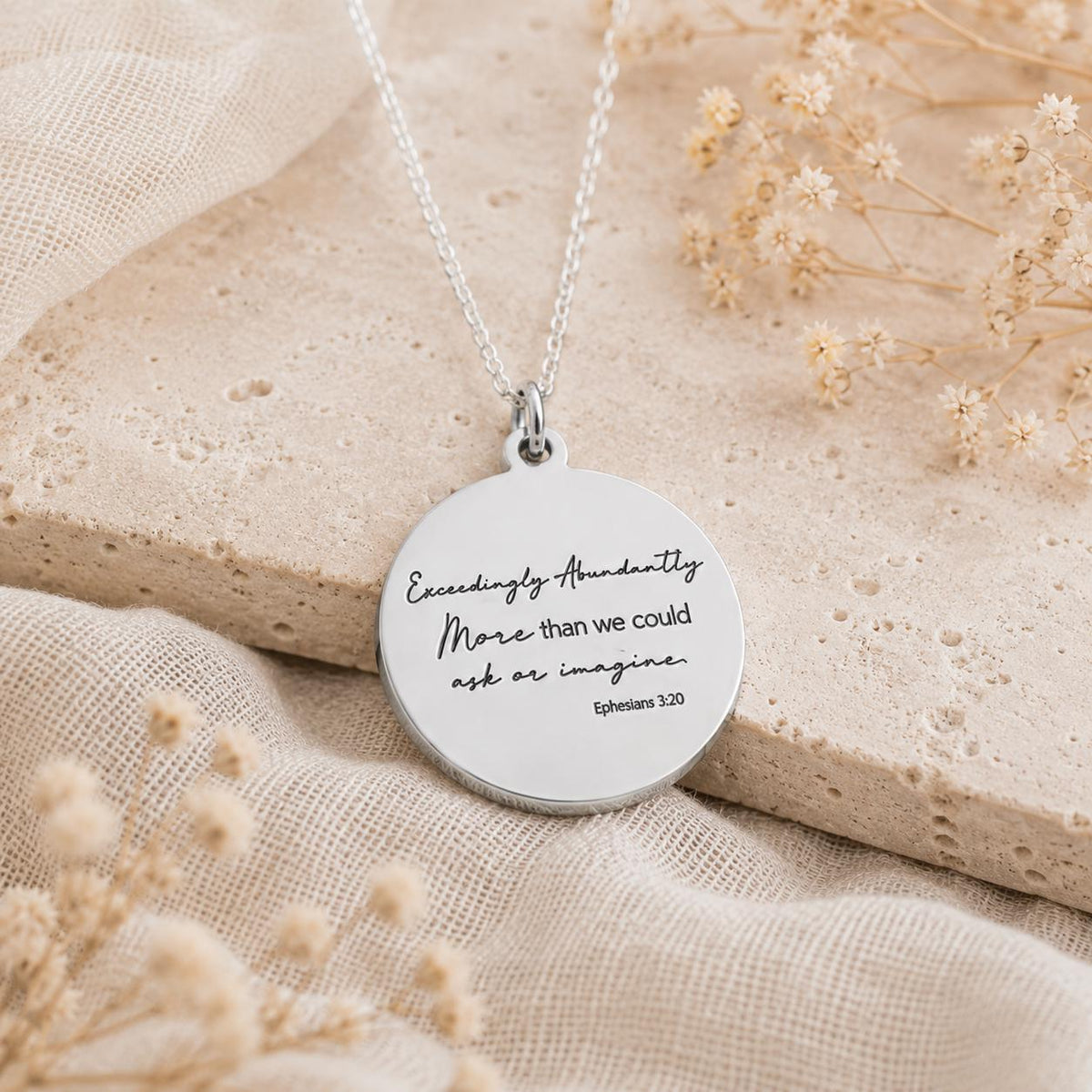 Christian Encouragement Necklace, Personalized Bible Verse Jewelry, Ephesians 3:20 Gift for Her, Faith Necklace, Exceedingly Abundantly