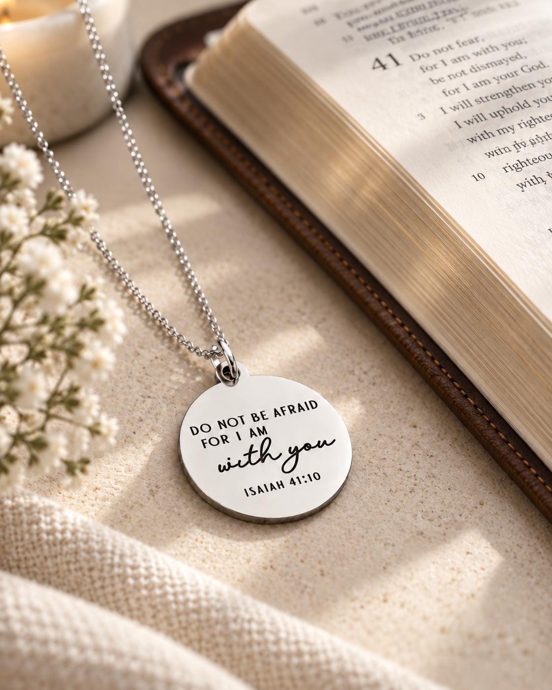 Do Not Be Afraid Necklace, Isaiah 41:10 Christian Jewelry, Anxiety Gift, Grief Gift, Sympathy Gift, Encouragement Gift