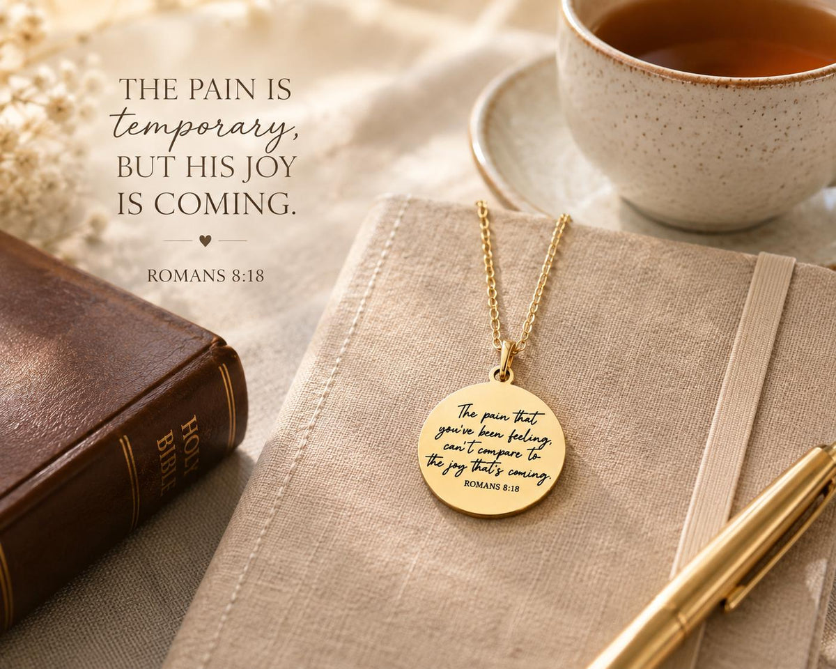 Romans 8:18 Necklace The Pain You’ve Been Feeling Can’t Compare Necklace Christian Encouragement Gift, Faith Jewelry for Women, Bible Verse