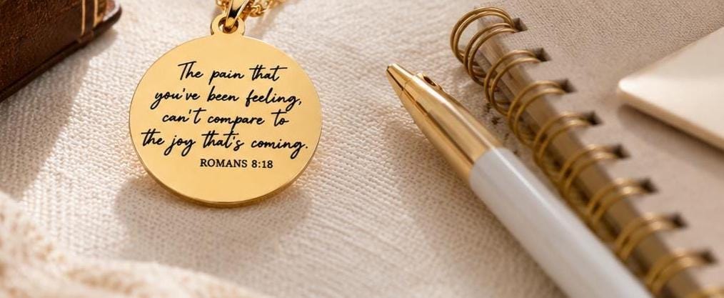 Romans 8:18 Necklace The Pain You’ve Been Feeling Can’t Compare Necklace Christian Encouragement Gift, Faith Jewelry for Women, Bible Verse