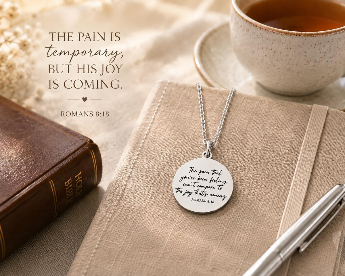 Romans 8:18 Necklace The Pain You’ve Been Feeling Can’t Compare Necklace Christian Encouragement Gift, Faith Jewelry for Women, Bible Verse