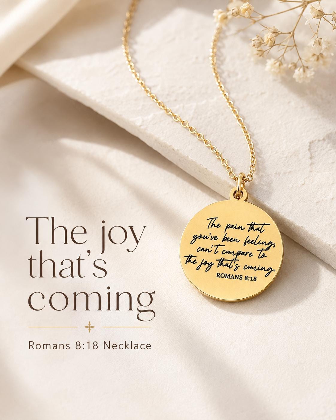 Romans 8:18 Necklace The Pain You’ve Been Feeling Can’t Compare Necklace Christian Encouragement Gift, Faith Jewelry for Women, Bible Verse