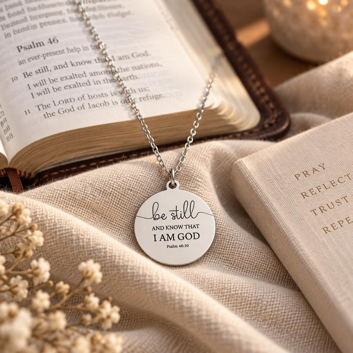 Be Still and Know Psalm 46:10 Personalized Bible Verse Necklace Christian Gift