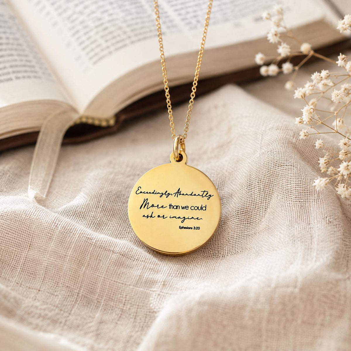 Exceedingly Abundantly Necklace Ephesians 3:20 | Christian Scripture Necklace | Faith Jewelry Gift for Her