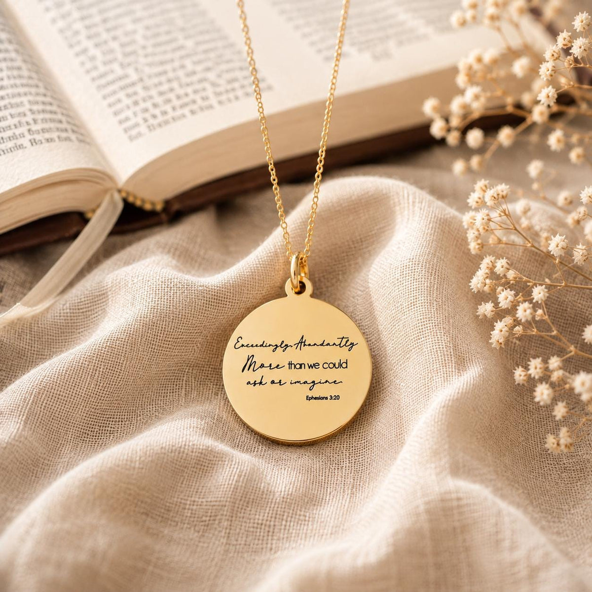 Exceedingly Abundantly Necklace Ephesians 3:20 | Christian Scripture Necklace | Faith Jewelry Gift for Her