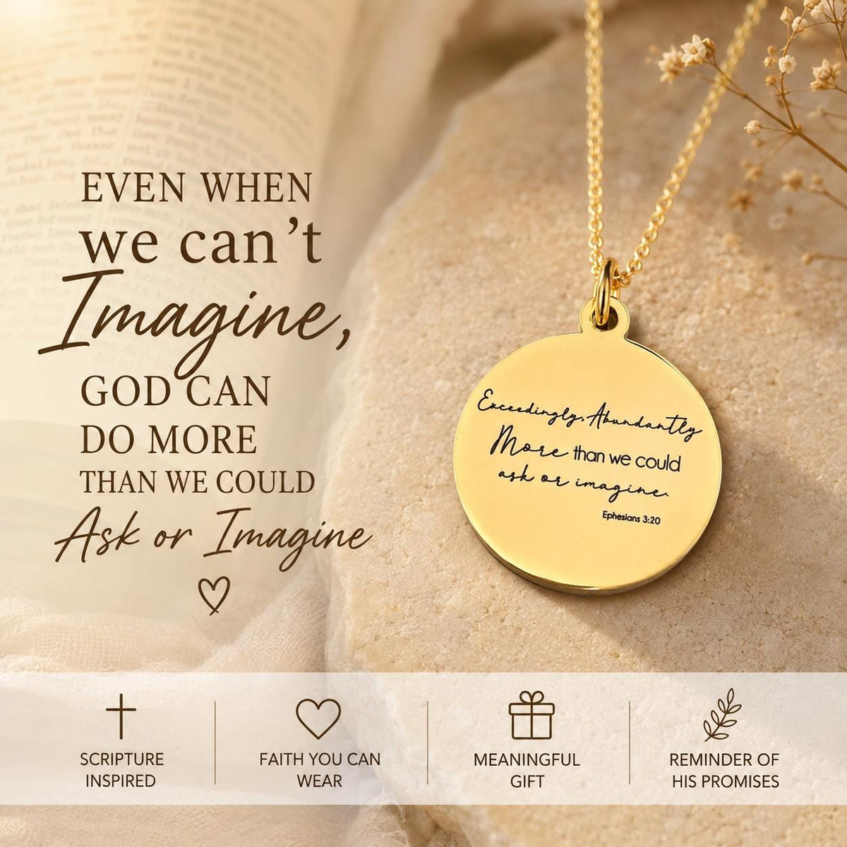 Exceedingly Abundantly Necklace Ephesians 3:20 | Christian Scripture Necklace | Faith Jewelry Gift for Her