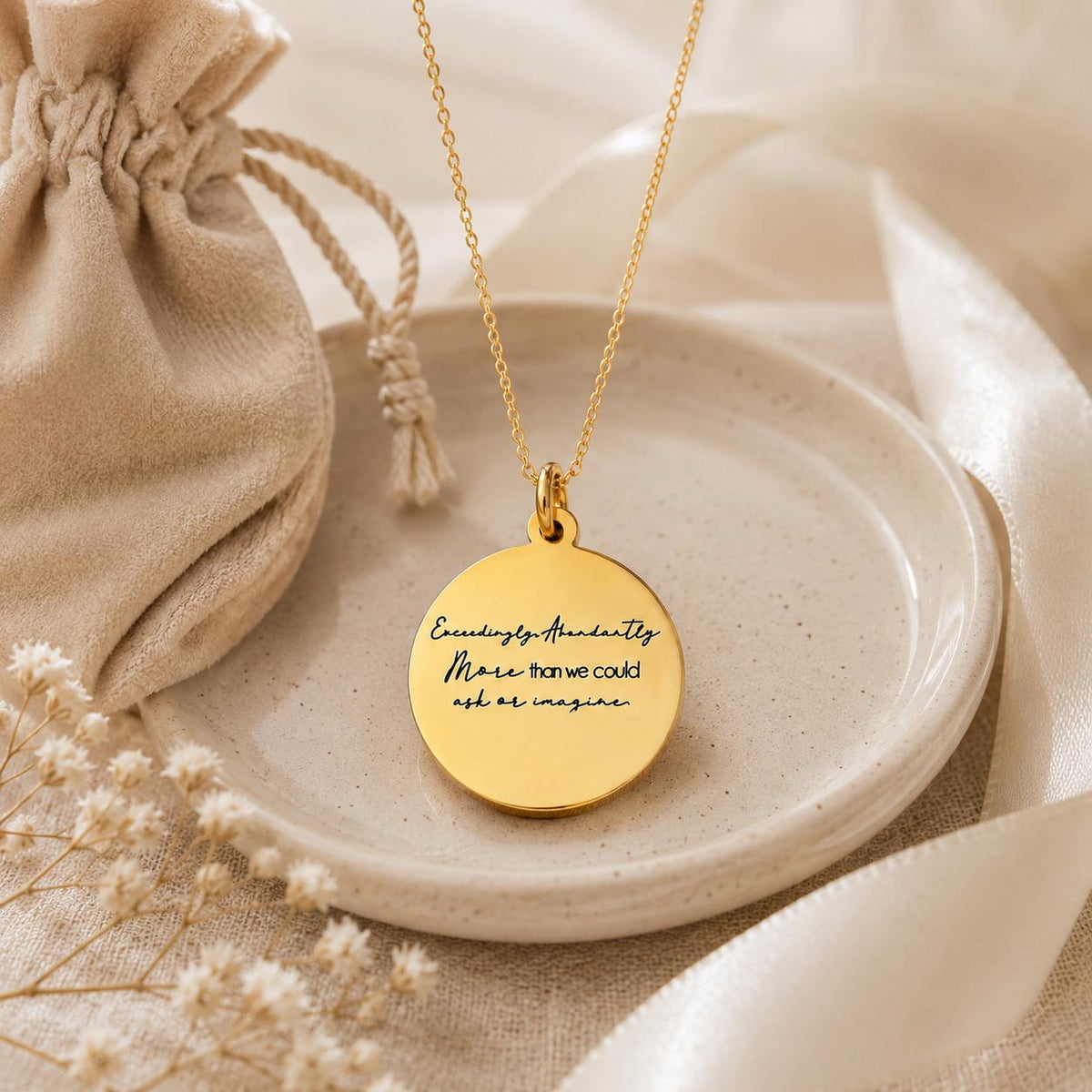 Exceedingly Abundantly Necklace Ephesians 3:20 | Christian Scripture Necklace | Faith Jewelry Gift for Her