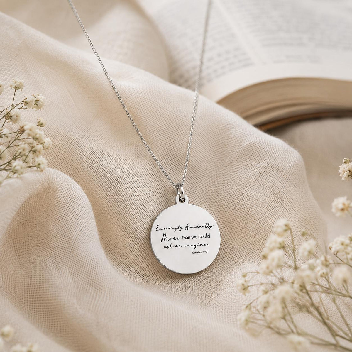 Exceedingly Abundantly Necklace Ephesians 3:20 | Christian Scripture Necklace | Faith Jewelry Gift for Her