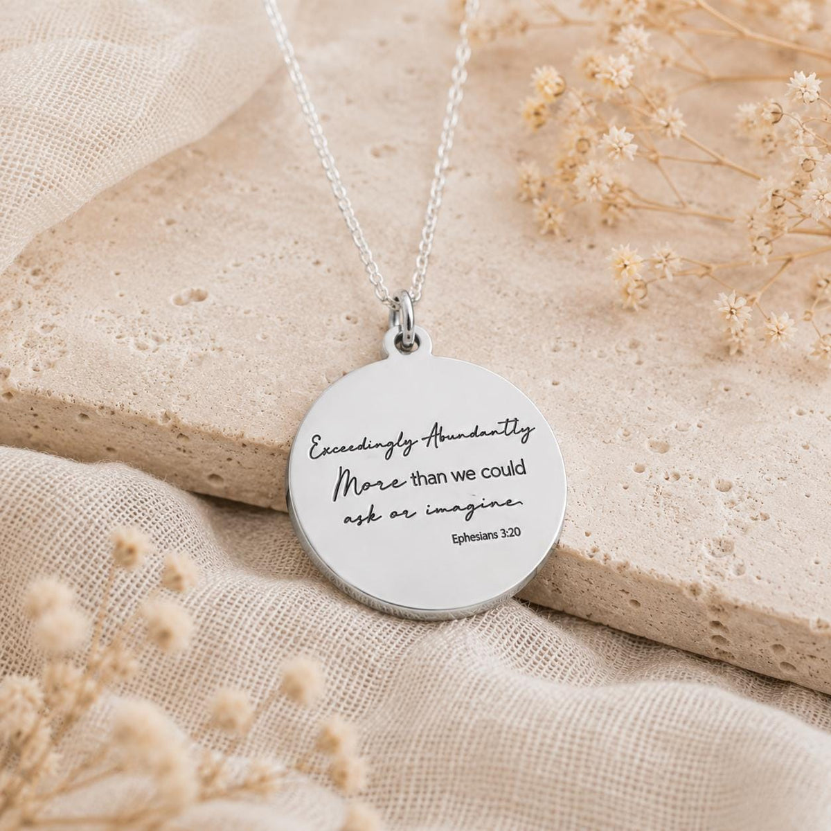 Christian Encouragement Necklace, Personalized Bible Verse Jewelry, Ephesians 3:20 Gift for Her, Faith Necklace, Exceedingly Abundantly