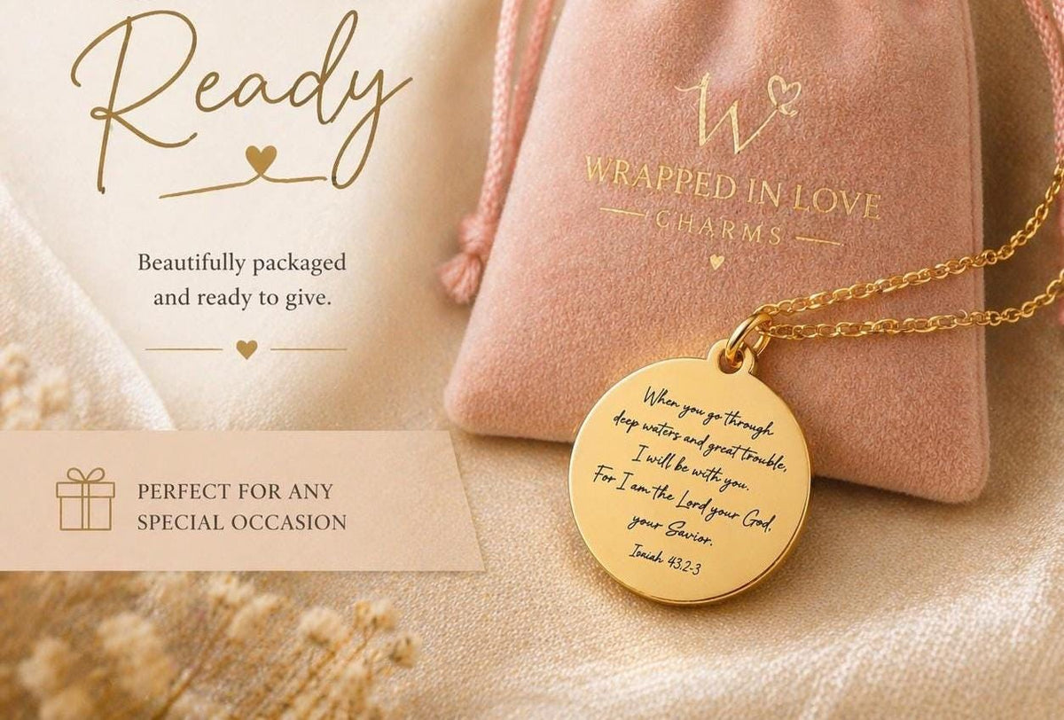 When You Go Through Deep Waters Necklace, Isaiah 43:2 Jewelry, Christian Encouragement Gift, Faith Necklace for Women, God Is With You Penda