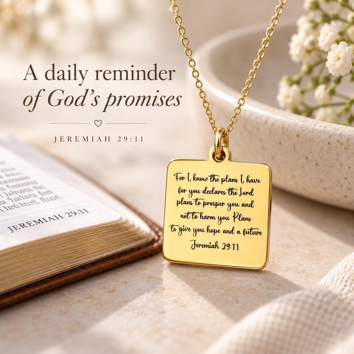 Jeremiah 29:11 Necklace, Christian Gift for Women, Faith Jewelry, Bible Verse Necklace, Inspirational Gift, Mothers Day Gift God Has a Plan