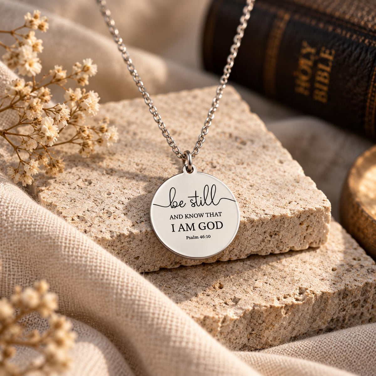 Be Still and Know Psalm 46:10 Personalized Bible Verse Necklace Christian Gift