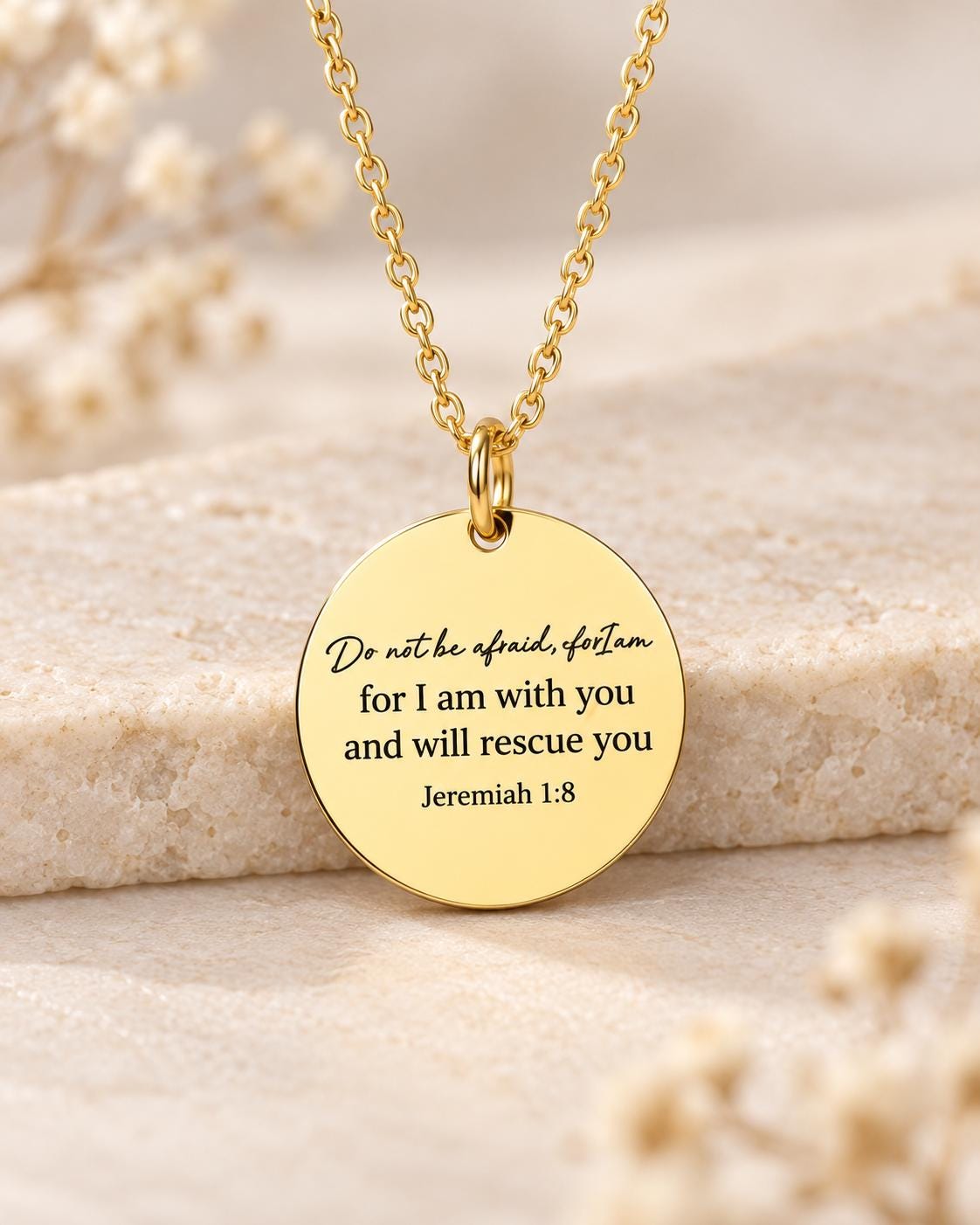 Jeremiah 1:8 Necklace, Christian Scripture Necklace, Do Not Be Afraid Jewelry, Faith Necklace Women, Encouragement Gift, Bible Verse Gift