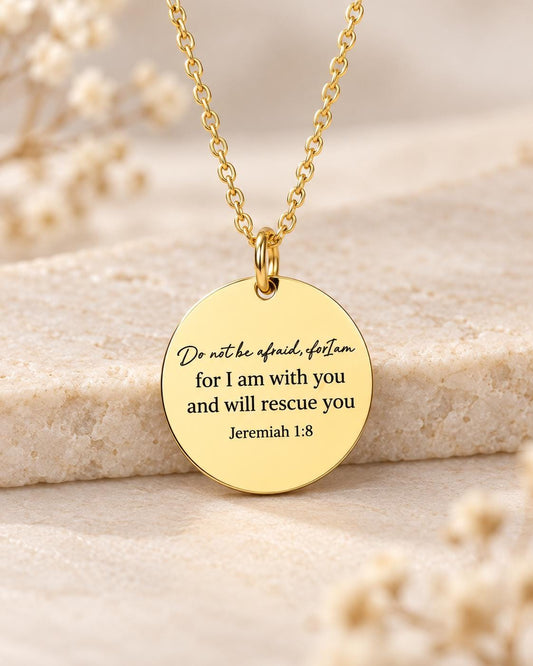 Jeremiah 1:8 Necklace, Christian Scripture Necklace, Do Not Be Afraid Jewelry, Faith Necklace Women, Encouragement Gift, Bible Verse Gift