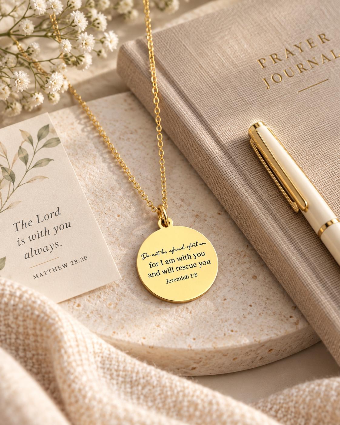 Jeremiah 1:8 Necklace, Christian Scripture Necklace, Do Not Be Afraid Jewelry, Faith Necklace Women, Encouragement Gift, Bible Verse Gift