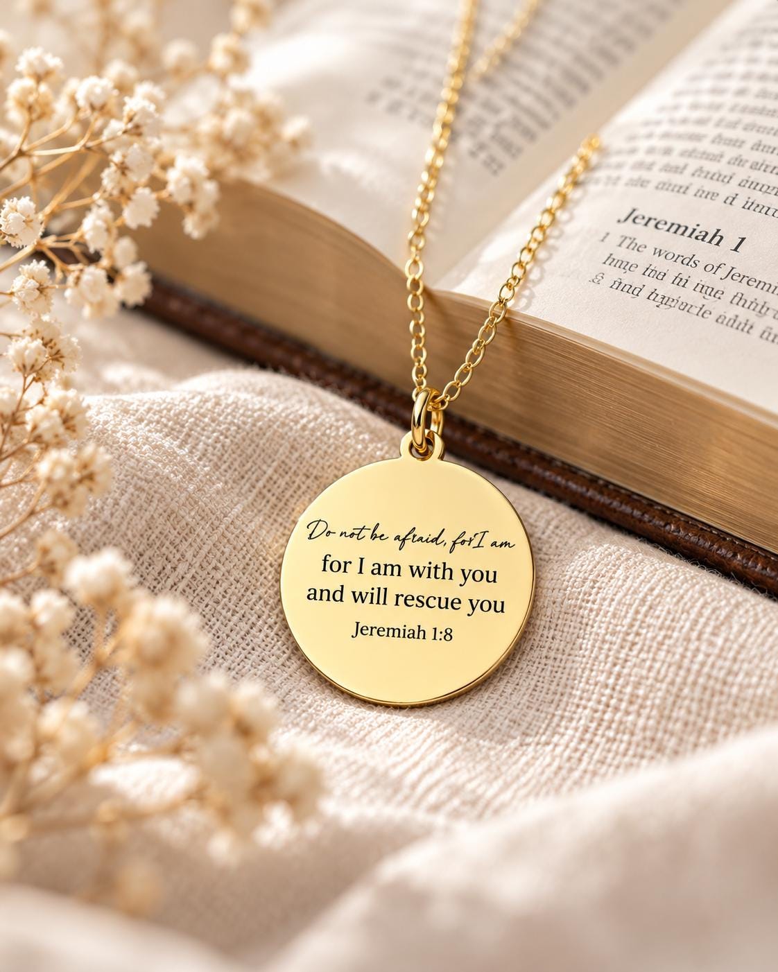 Jeremiah 1:8 Necklace, Christian Scripture Necklace, Do Not Be Afraid Jewelry, Faith Necklace Women, Encouragement Gift, Bible Verse Gift