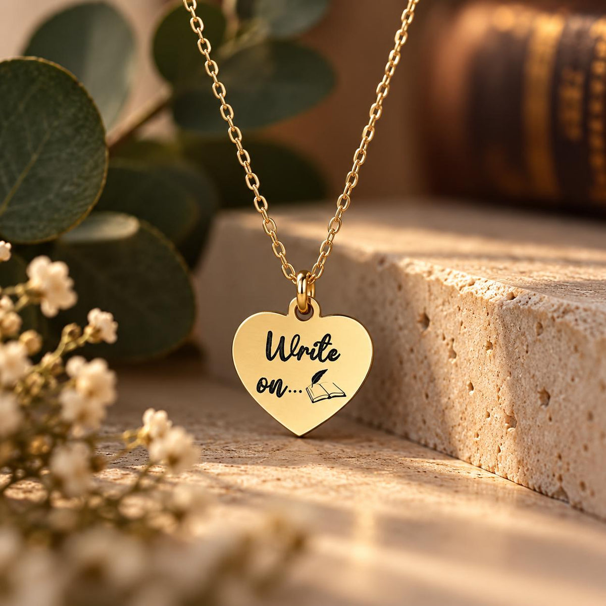 Write On Necklace, Writer Gift for Her, Inspirational Necklace, Author Gift, New Chapter Gift, Encouragement Jewelry, Journal Lover Gift