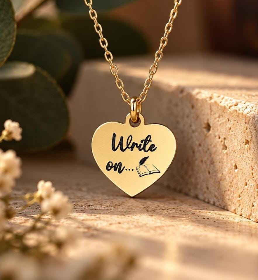 Write On Necklace, Writer Gift for Her, Inspirational Necklace, Author Gift, New Chapter Gift, Encouragement Jewelry, Journal Lover Gift