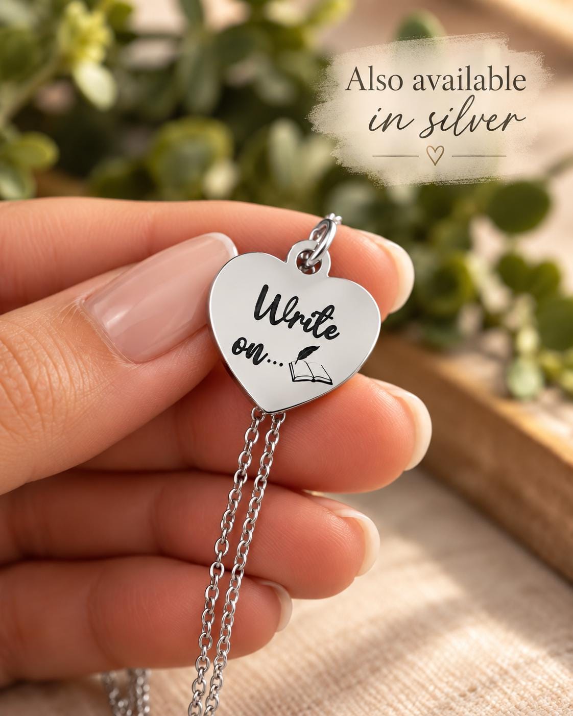 Write On Necklace, Writer Gift for Her, Inspirational Necklace, Author Gift, New Chapter Gift, Encouragement Jewelry, Journal Lover Gift