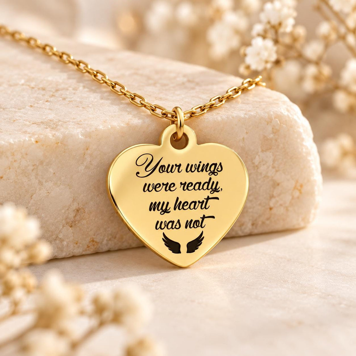 Memorial Necklace for Loss of Loved One, Your Wings Were Ready My Heart Was Not Necklace, Sympathy Gift, Remembrance Jewelry, Angel Wings