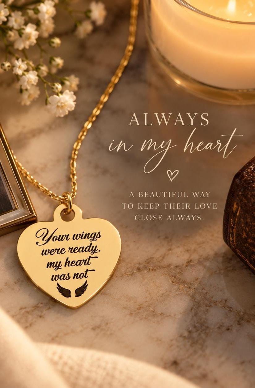 Memorial Necklace for Loss of Loved One, Your Wings Were Ready My Heart Was Not Necklace, Sympathy Gift, Remembrance Jewelry, Angel Wings