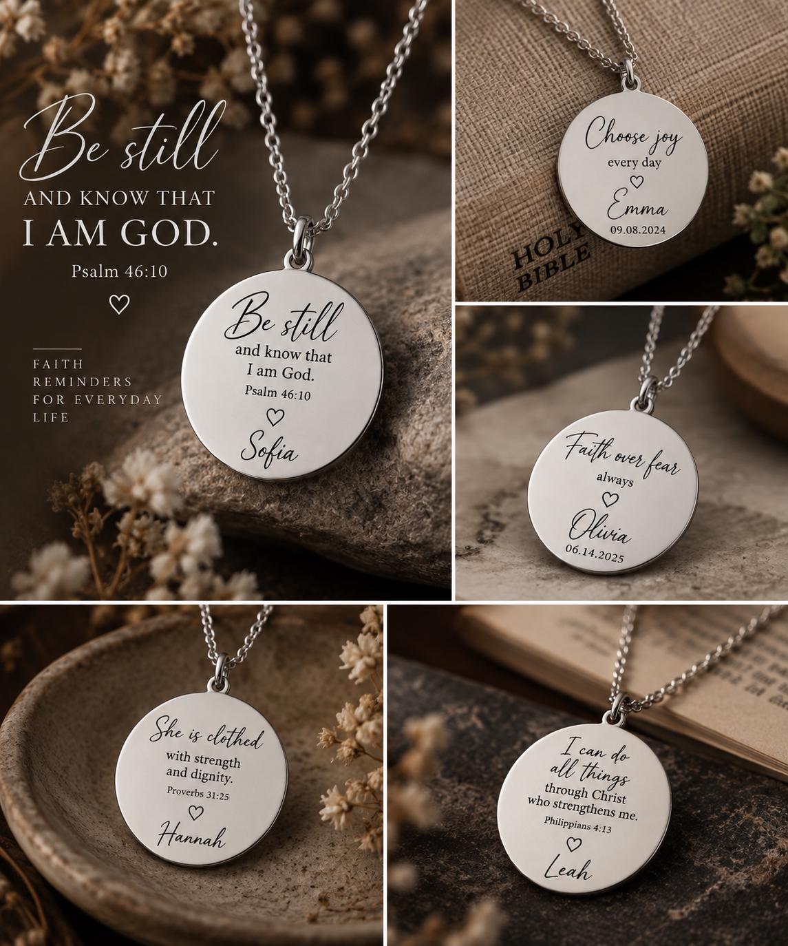 Be Still and Know Necklace | Psalm 46:10 Necklace | Christian Necklace | Bible Verse Jewelry | Faith Jewelry | Christian Gift for Women