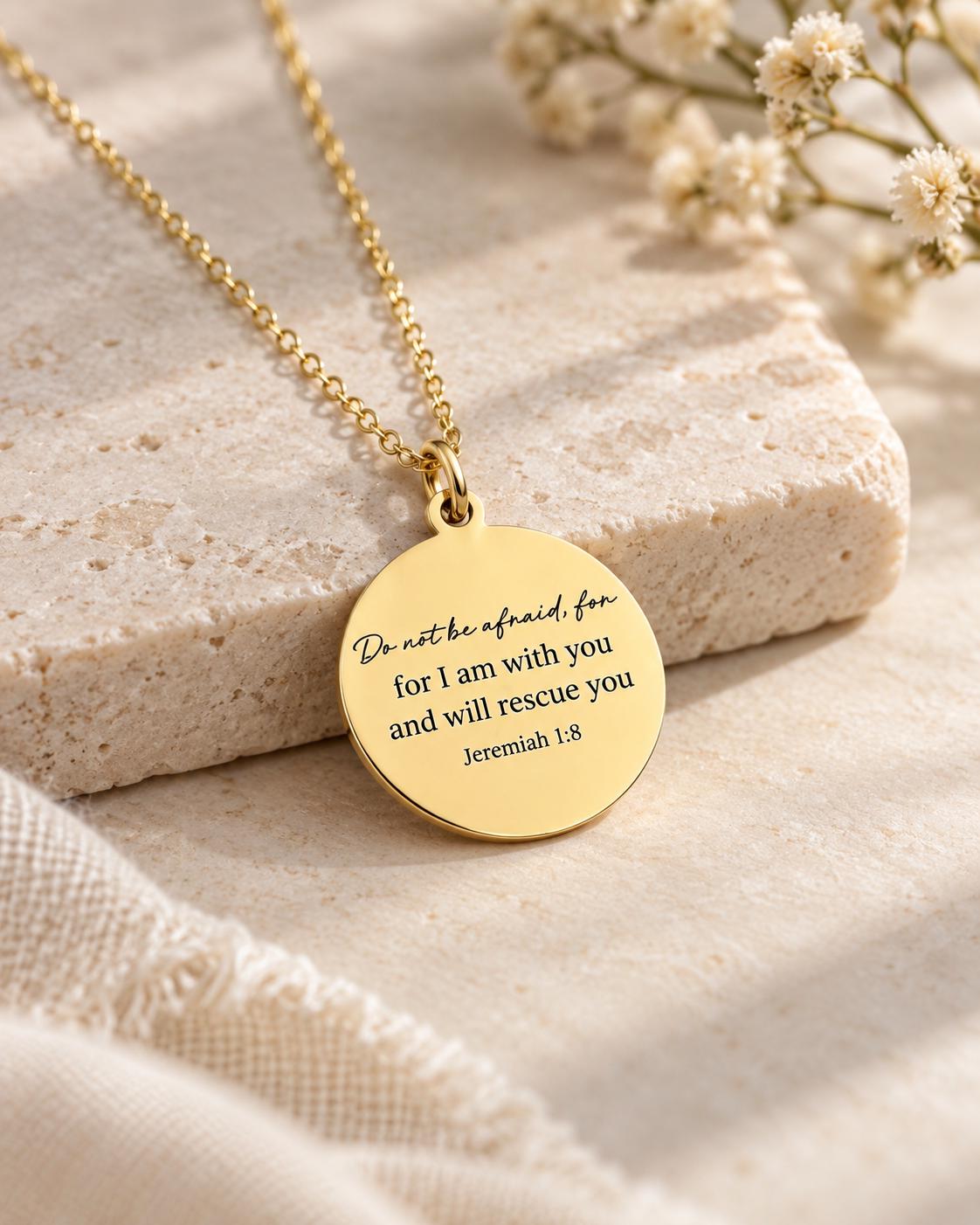 Jeremiah 1:8 Necklace, Christian Scripture Necklace, Do Not Be Afraid Jewelry, Faith Necklace Women, Encouragement Gift, Bible Verse Gift