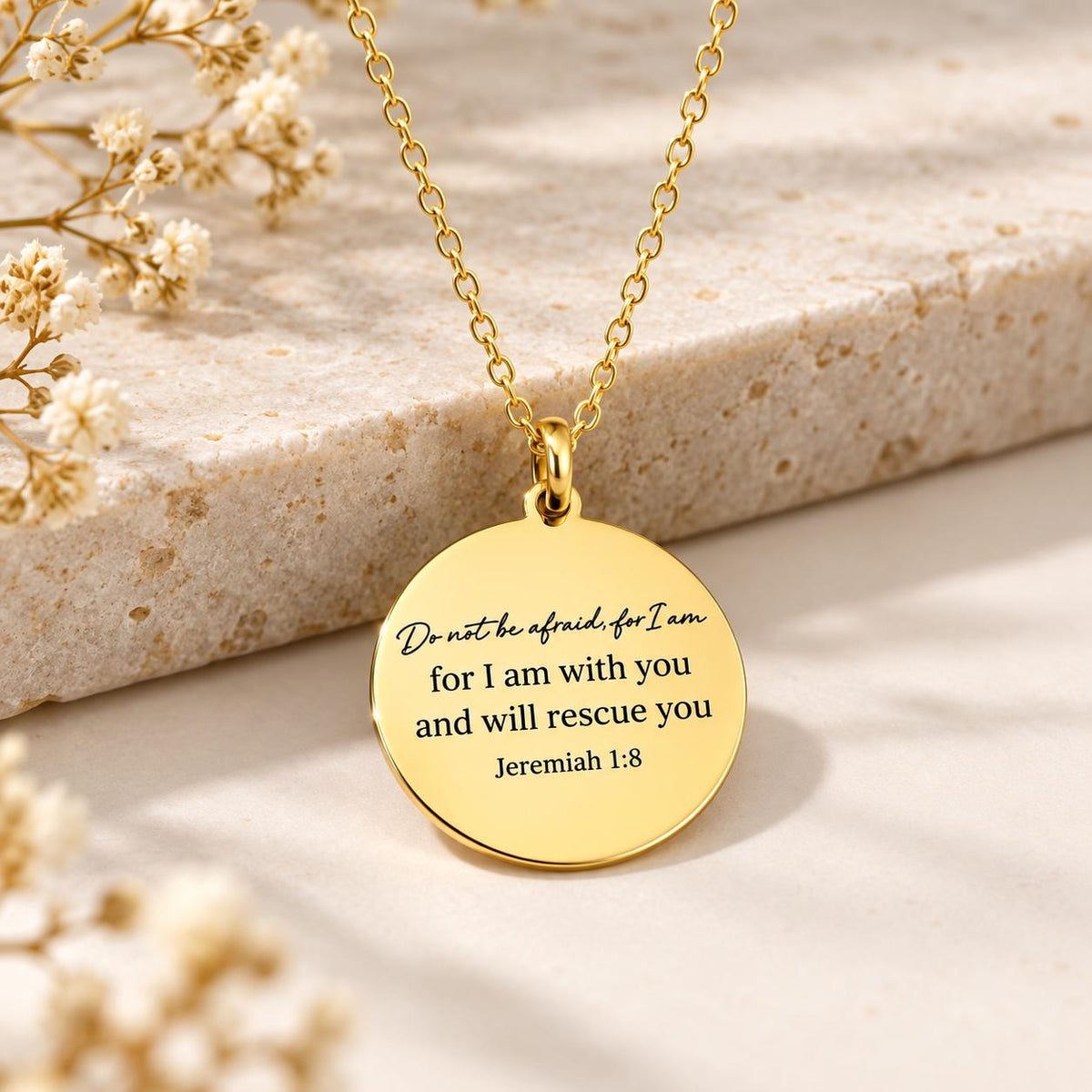 Jeremiah 1:8 Necklace, Christian Scripture Necklace, Do Not Be Afraid Jewelry, Faith Necklace Women, Encouragement Gift, Bible Verse Gift