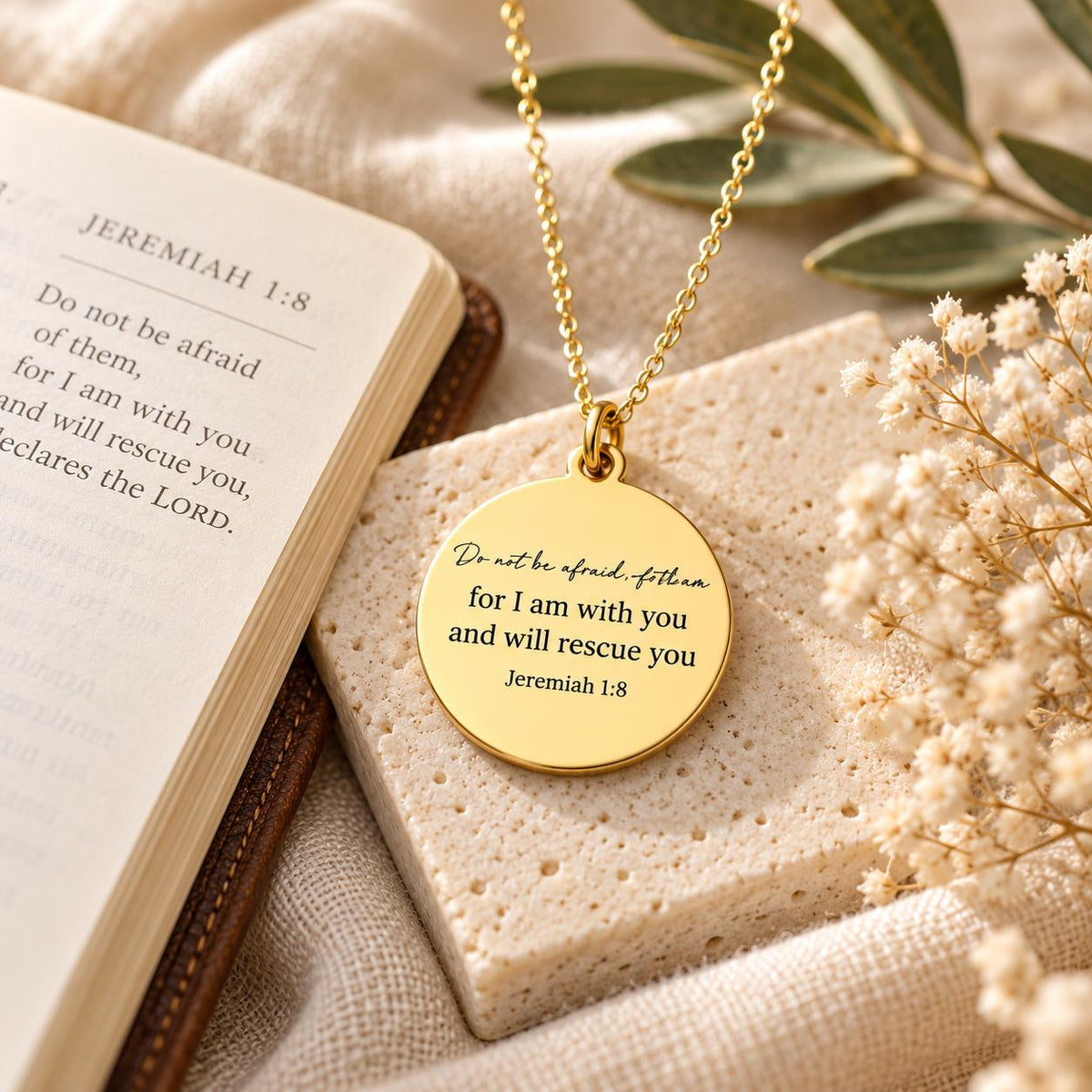 Jeremiah 1:8 Necklace, Christian Scripture Necklace, Do Not Be Afraid Jewelry, Faith Necklace Women, Encouragement Gift, Bible Verse Gift