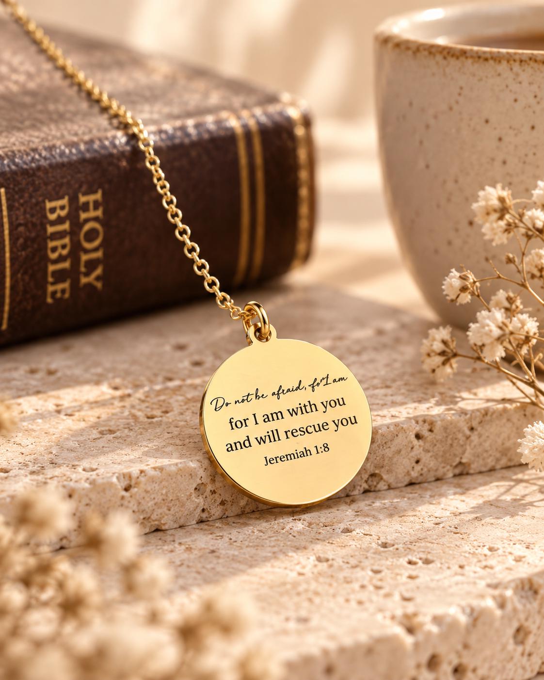 Jeremiah 1:8 Necklace, Christian Scripture Necklace, Do Not Be Afraid Jewelry, Faith Necklace Women, Encouragement Gift, Bible Verse Gift