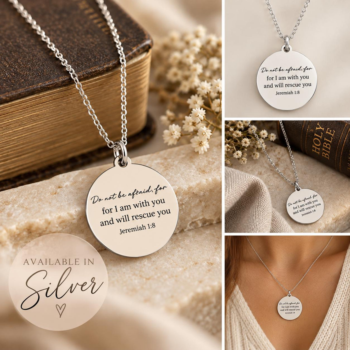 Jeremiah 1:8 Necklace, Christian Scripture Necklace, Do Not Be Afraid Jewelry, Faith Necklace Women, Encouragement Gift, Bible Verse Gift