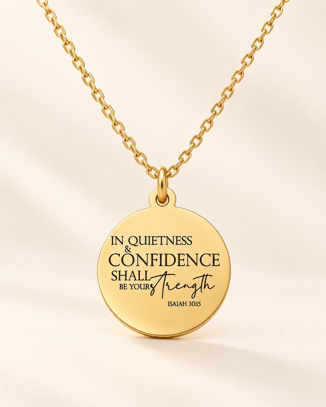 In quietness and confidence is your strength Isaiah 30:15 Bible Verse Necklace Confidence Necklace Christian Gifts Strength Necklace
