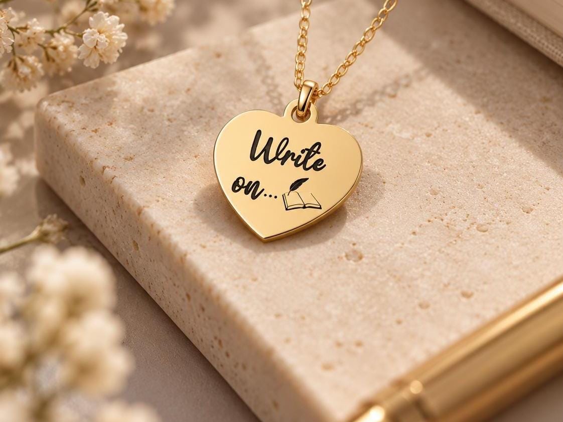 Write On Necklace, Writer Gift for Her, Inspirational Necklace, Author Gift, New Chapter Gift, Encouragement Jewelry, Journal Lover Gift