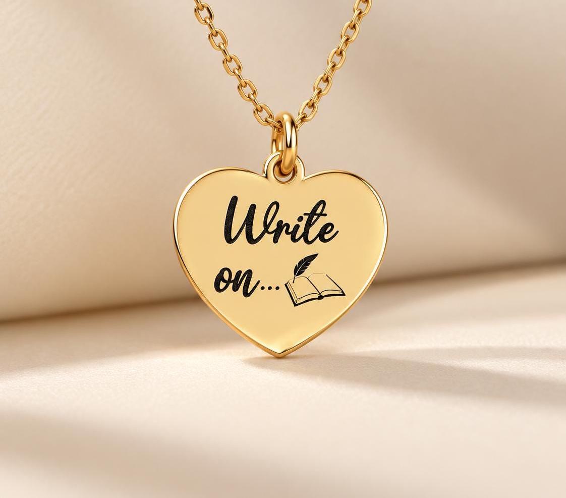 Write On Necklace, Writer Gift for Her, Inspirational Necklace, Author Gift, New Chapter Gift, Encouragement Jewelry, Journal Lover Gift
