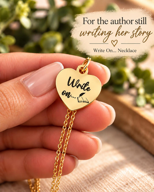 Write On Necklace, Writer Gift for Her, Inspirational Necklace, Author Gift, New Chapter Gift, Encouragement Jewelry, Journal Lover Gift